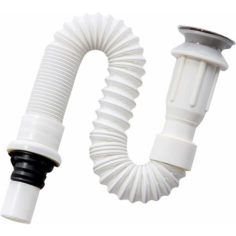 Sifón de lavabo ZOLGINAH, sifón que ahorra espacio, desagüe de lavabo flexible, desagüe para lavabo, extensible de 40 a 80 cm (1/5)