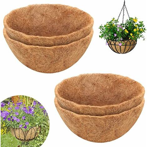 ZOLGINAH - Maceta redonda de fibra de coco para exteriores, forro de repuesto para cesta de flores, cesta de jardín, verduras, 20 pulgadas, paquete de 4 (1/5)