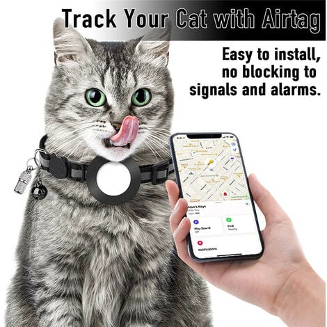 Airtag - Collar para gato con campana, correa ajustable reflectante con  funda Air Tag para gato gatito (rosa)