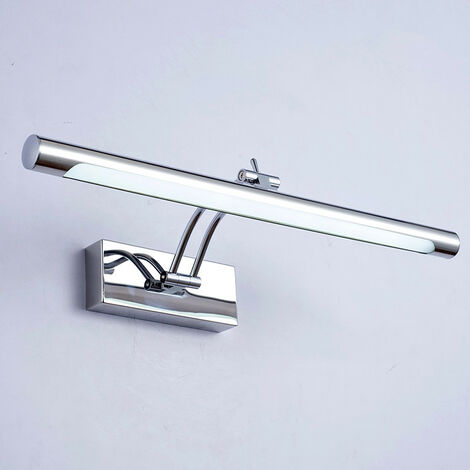 ZOLGINAH LED 8W IP44 Aplique de Espejo Iluminación de Baño Iluminación Interior Cromada con Interruptor, 40CM 6000K Apliques de Pared para Cuadros y Vitrinas Luces de Lectura con Brazo Ajustable