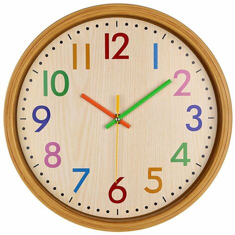 ZOLGINAH Reloj de Pared Infantil Silencioso, 12 Pulgadas, Multicolor, Gran Decoración, Sin tictac, Estilo Vintage, con Pilas (1/4)
