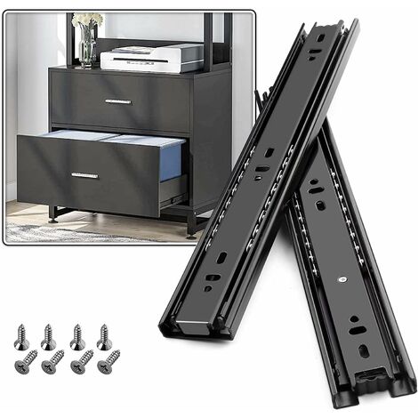 ZOLGINAH Guías para cajones con amortiguador Guías para cajones Capacidad de carga de 45 kg con rodamiento de bolas Extensión completa de 400 mm, montaje lateral 1 par (1/5)
