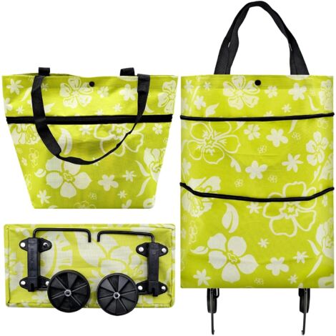 ZOLGINAH Bolsa de Compra con Ruedas, Bolsa Plegable con Ruedas para Supermercado, Viaje, Casa, Camping, Cómoda y Práctica (45×40 cm), Verde (1/5)