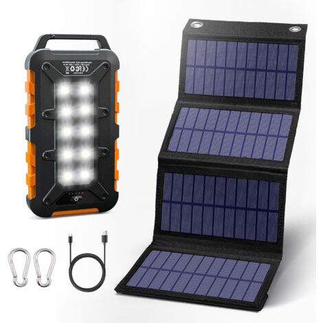 ZOLGINAH Cargador solar de 20000 mAh con panel solar plegable 8 W PD Cargador solar 15 W QC3.0 USB C carga rápida para teléfono computadora camping