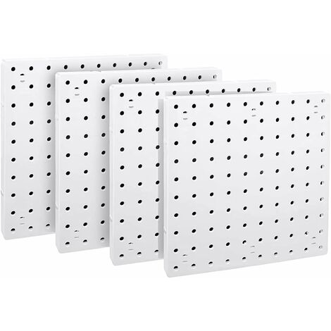 ZOLGINAH Organizador de tablero perforado de 4 piezas, tablero perforado blanco para colgar en la pared, tablero perforado para sala de manualidades, garaje, cocina, sala de estar