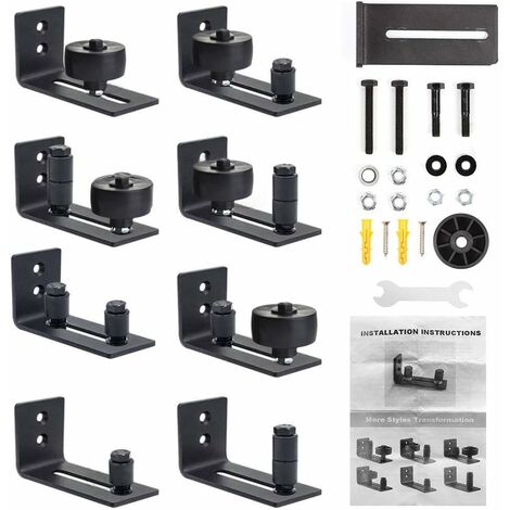 Juego de montaje en pared ajustable para pared con guía de piso ajustable para guía de puerta de granero con rodillos de guía 8 variantes posibles thsinde (1/5)