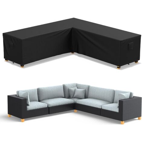 ZOLGINAH Funda para Muebles de Jardín en Forma de L 300x300x98cm, Fundas para Muebles de Jardín 210D Impermeable, Resistente al Desgarro, Fundas para Sofás Hardin (1/4)