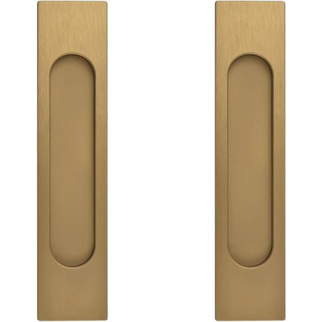 ZOLGINAH Manija de puerta corredera rectangular autoadhesiva de 18 cm, 2 piezas Manija plana de aluminio dorado bronce sin estampado para puerta corrediza de granero y ventana