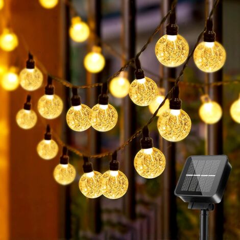ZOLGINAH Guirnalda de Luces Solares, 50 Luces LED de Cadena Solar de Cristal para Exteriores Interiores 8 Modos, Lámpara Solar Exterior Impermeable IP65 para Jardín, Terraza, Balcón, Árboles (1/5)