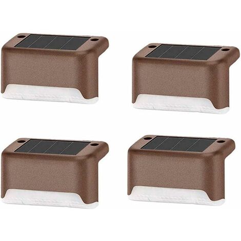 ZOLGINAH Juego de 4 luces solares, luz solar marrón para decoración de jardín, iluminación solar para vallas, luces LED solares para jardín, jardín y escaleras, blanco cálido (1/5)