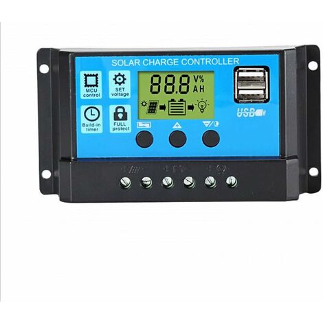 ZOLGINAH Controlador de Carga de Panel Solar Inteligente 40A 12V/24V con Pantalla LCD y Puerto USB, protección contra sobrecorriente, para lámpara de batería (1/5)