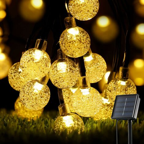 ZOLGINAH Guirnaldas de Luces Solares para Exteriores, 7M 50LED Luces Solares con Bolas de Cristal 8 Modos IP65 Luces de Hadas Impermeables para jardín, Patio, Bodas, Fiestas (1/5)