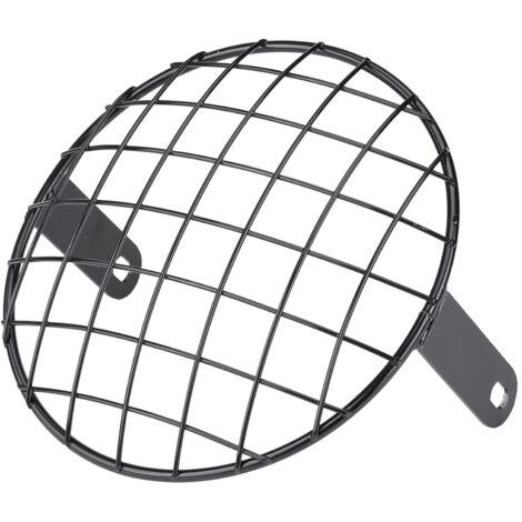 Rejilla de malla metálica para faro de motocicleta de 7 pulgadas, montaje lateral, cubierta universal para Cafe Racer (negro) (1/5)