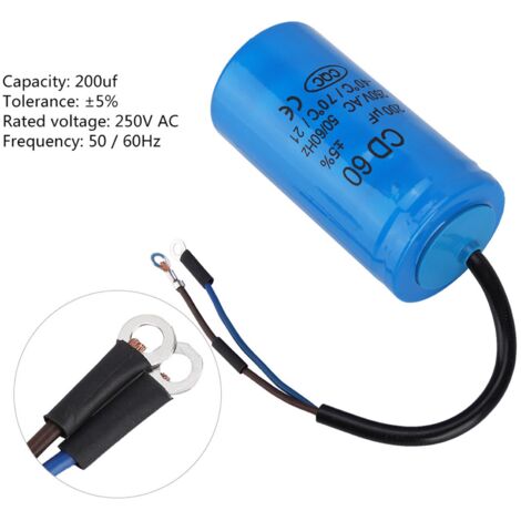 Walfront Condensador De Funcionamiento CD60 Con Cable 250V