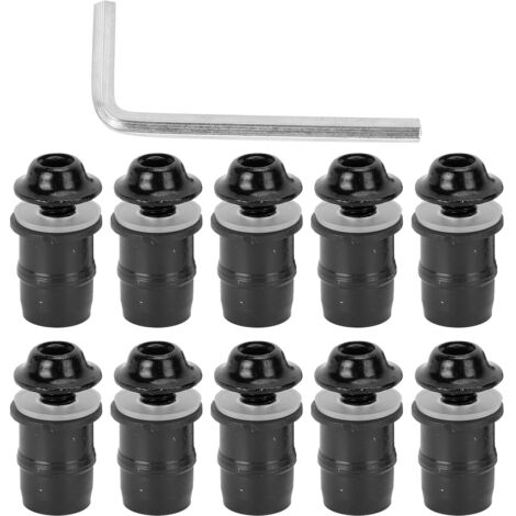 Kit de 10 tornillos universales para parabrisas de motocicleta M5 x 16 mm/0,6 pulgadas con llave, color negro (1/5)