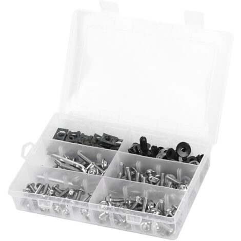 Kit de 173 tornillos y tuercas para carenado de motocicleta, color plateado. (1/5)