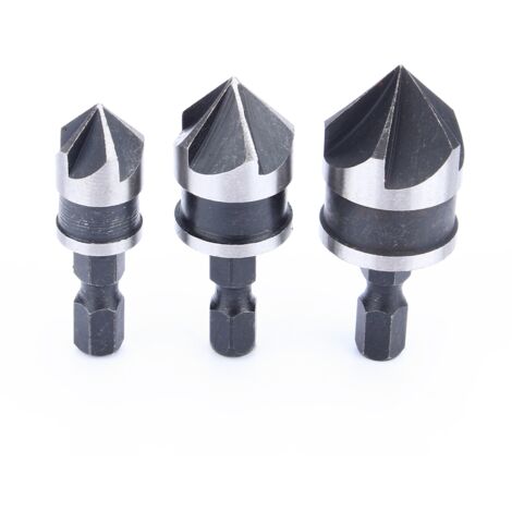 Broca hexagonal de 1/4" de 3 piezas, 12/16/19 mm, para madera y metal, broca de cambio rápido (1/5)