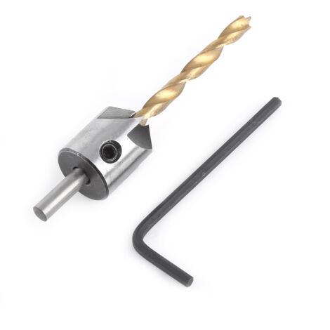 Broca de cabeza avellanada para carpintería, herramienta de perforación de vástago redondo con llave hexagonal (4,5 mm) (1/3)