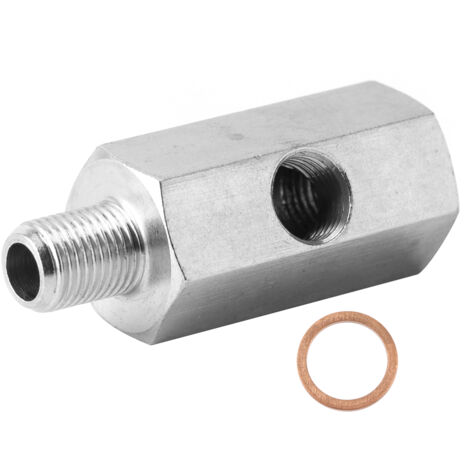 Adaptador de sensor de presión de aceite en T NPT macho a hembra de 1/8 de pulgada a conexión de calibre M10x1.0 para línea de suministro de turbo (1/5)