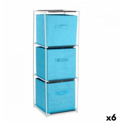 Estante de almacenamiento de tres cajones, hierro + tela Oxford + material plástico PP, azul (1/3)
