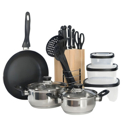 Juego de utensilios de cocina de 18 piezas, fabricado en acero inoxidable de alta calidad, adecuado para una variedad de estufas (1/4)