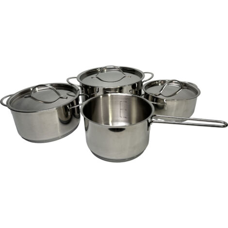Juego de utensilios de cocina de acero inoxidable de 7 piezas con tapa de vidrio para freír, saltear y freír (1/4)