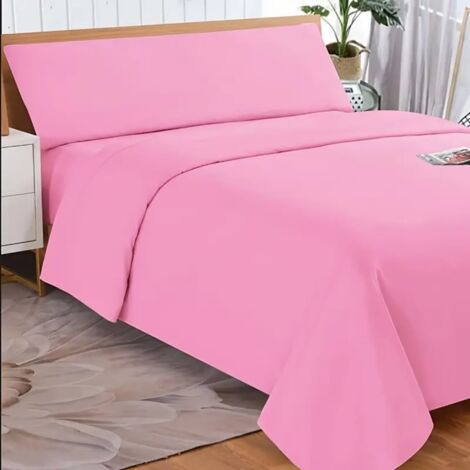Juego de sábanas lavadas de 3 piezas, extra suaves, incluye sábana bajera, sábana bajera y funda de almohada Rosa loto 105 cm