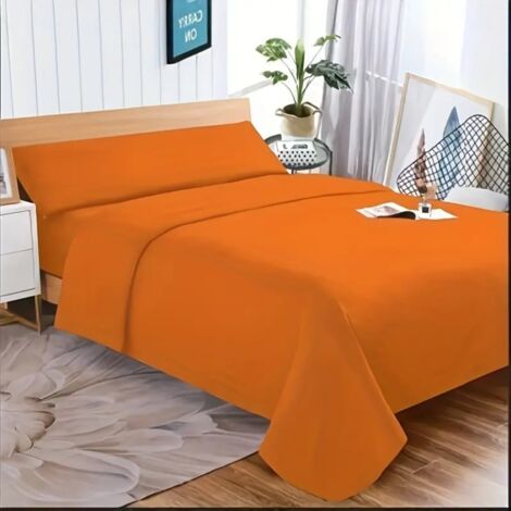Juego de sábanas lavadas de 3 piezas, extra suaves, incluye sábana bajera, sábana bajera y funda de almohada Naranja 150 cm