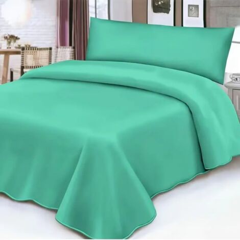 Juego de sábanas lavadas de 3 piezas, extra suaves, incluye sábana bajera, sábana bajera y funda de almohada Verde menta 135 cm