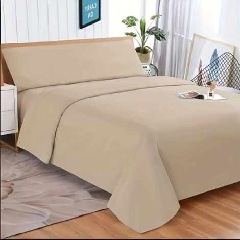 Juego de sábanas lavadas de 3 piezas, extra suaves, incluye sábana bajera, sábana bajera y funda de almohada Albaricoque 150 cm
