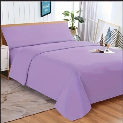 Juego de sábanas lavadas de 3 piezas, extra suaves, incluye sábana bajera, sábana bajera y funda de almohada Morado 135 cm