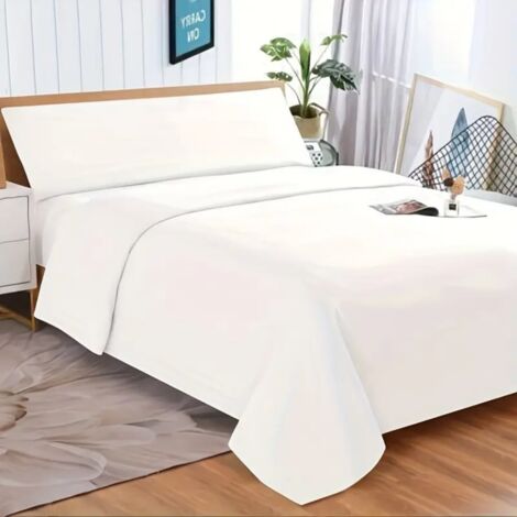 Juego de sábanas lavadas de 3 piezas, extra suaves, incluye sábana bajera, sábana bajera y funda de almohada Blanco 135 cm
