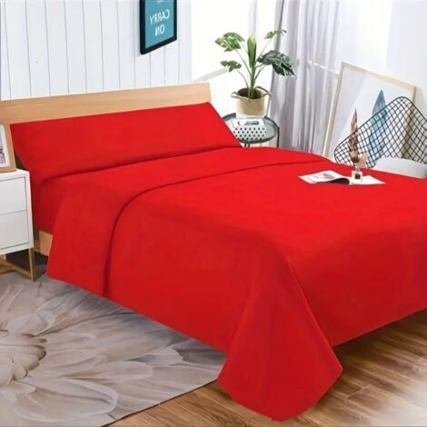 Juego de sábanas lavadas de 3 piezas, extra suaves, incluye sábana bajera, sábana bajera y funda de almohada Rojo 200 cm