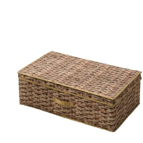 Cesta de ratán plegable de gran capacidad con tapa para guardar ropa de dormitorio, marrón claro, 70 x 40 x 20 cm
