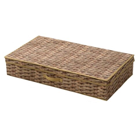 Cesta de ratán plegable de gran capacidad con tapa para guardar ropa de dormitorio, marrón claro, 80 x 45 x 15 cm