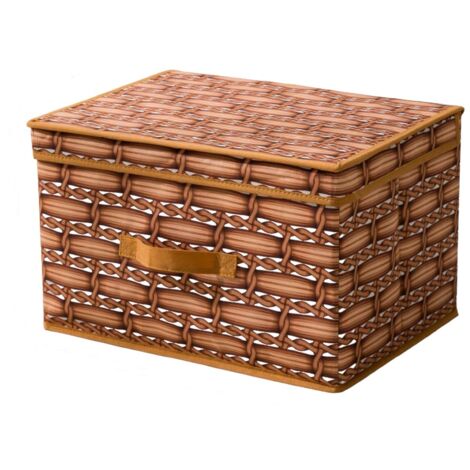 Cesta de ropa plegable de bambú con tapa, gran capacidad y asas resistentes, color tostado, 40 x 30 x 25 cm