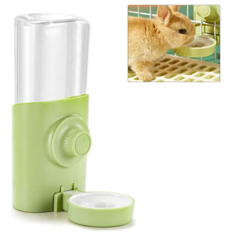 Bebedero colgante para conejos de 600 ml, automático y antigoteo, apto para conejos, cobayas, chinchillas, erizos y hurones (verde) (1/5)