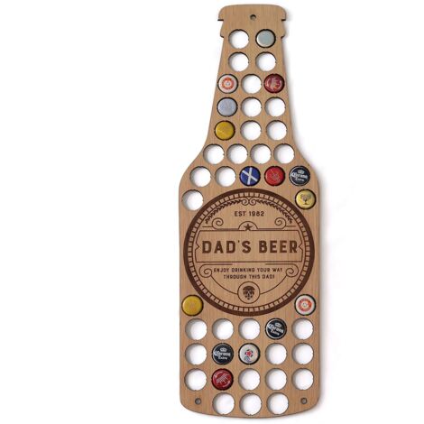 Estante para colección de tapas de botellas de cerveza, decoración de pared personalizada para el hogar - Regalos de cerveza para hombres - Un regalo considerado para papá hecho a mano (1/5)