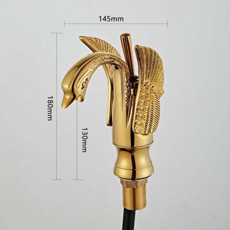 Grifo de lavabo Swan dorado pulido de latón macizo - Diseño retro. (1/5)