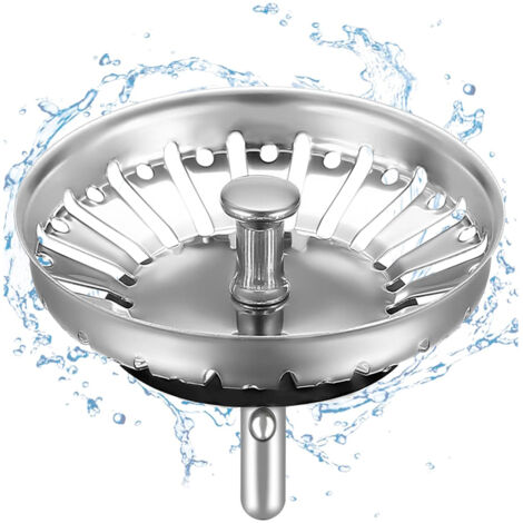 Tapón para fregadero de cocina de 84 mm, colador, tapón para fregadero, para filtración de residuos y drenaje rápido, antiobstrucción y anticorrosión. (1/5)