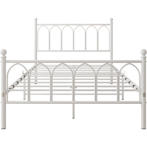 Cama de acero resistente de 120 x 200 cm, compartimento de almacenamiento de 27 cm, con estación de carga USB y luz LED, ideal para adolescentes y adultos (blanco). (1/5)