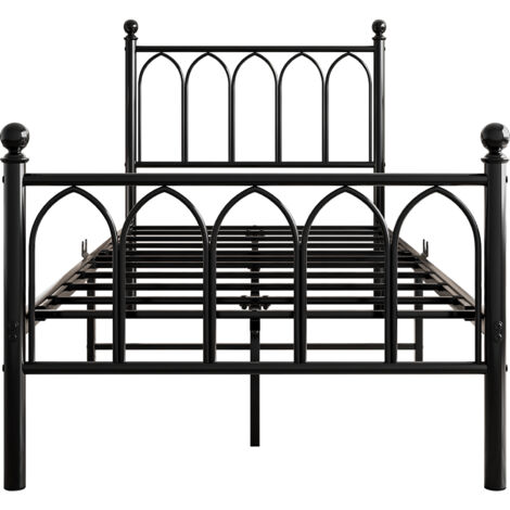 Cama de acero resistente de 90 x 200 cm, compartimento de almacenamiento de 27 cm, con estación de carga USB y luz LED, ideal para adolescentes y adultos (negro). (1/5)
