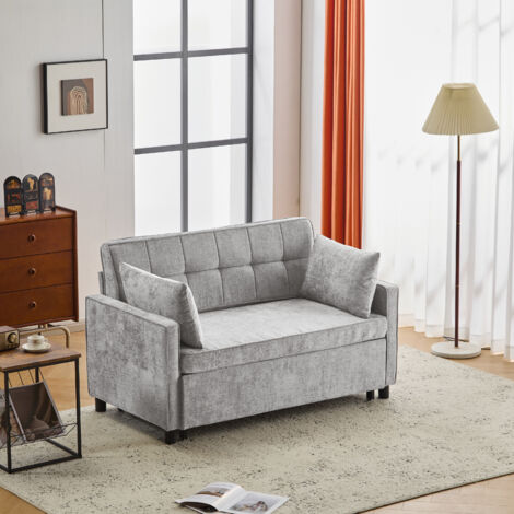Sofá cama plegable doble, con ángulo ajustable, de chenilla y relleno de esponja de alta densidad, ideal para relajarse en casa o recibir visitas. (1/5)