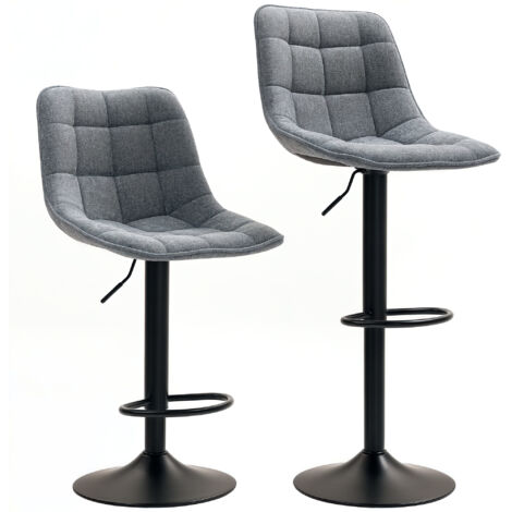 Juego de 2 taburetes de bar tapizados en gris oscuro con respaldo giratorio de 360 grados, altura ajustable y reposapiés, ideales para cocina, comedor, bar, oficina y sala de estar. Sala de estar. (1/5)