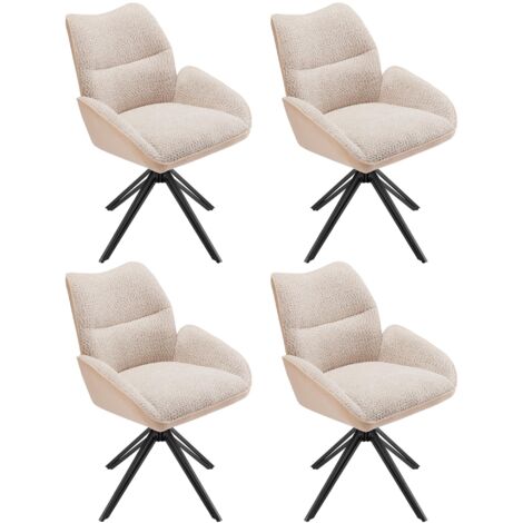 Sillón giratorio de 4 piezas, tapizado en beige, con patas de metal, soporta hasta 150 kg, ideal para salón, dormitorio, estudio u oficina. (1/5)