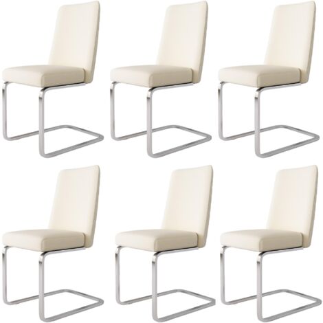 Juego de 6 sillones de terciopelo, tapizados en beige, con respaldo en forma de rombo y soporte de metal plateado, ideal para salón, dormitorio, estudio u oficina. (1/5)