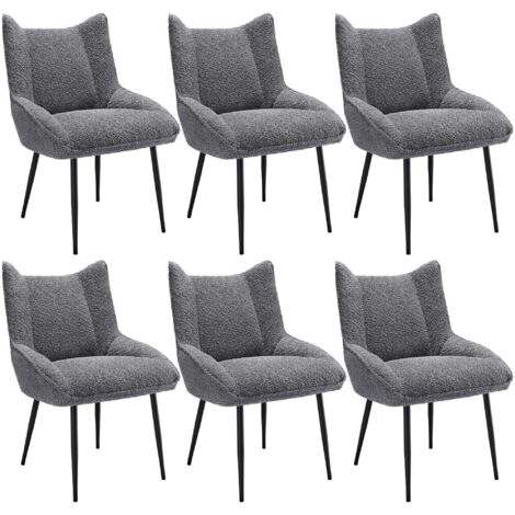 Sillones modernos de 6 piezas, tapizados en gris, con patas de metal, soportan hasta 150 kg, ideales para sala de estar, dormitorio, estudio u oficina. (1/5)