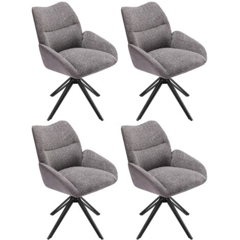 Sillón giratorio de 4 piezas, tapizado en gris, con patas de metal, soporta hasta 150 kg, ideal para salón, dormitorio, estudio u oficina. (1/5)