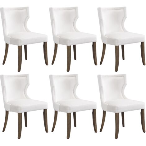 Juego de 6 sillas de comedor minimalistas modernas de terciopelo beige con cuatro patas de madera maciza, ideales para oficinas en casa, salas de estar y dormitorios. (1/5)