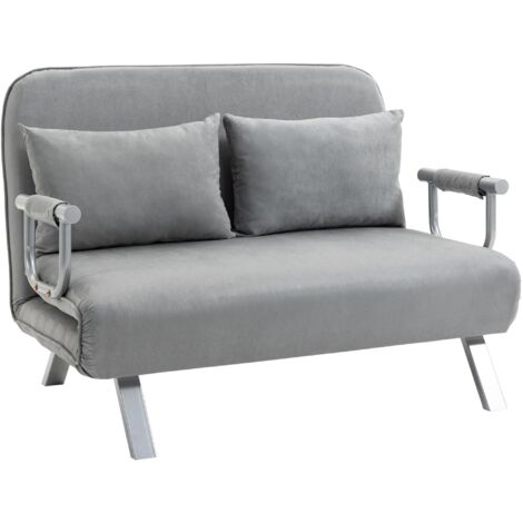 Moderno y elegante sofá cama doble gris. Sofá cama ajustable con función cama y almohadas. Capacidad de carga: hasta 150 kg. Ideal para salón, dormitorio, cine en casa y habitación de invitados. (1/5)